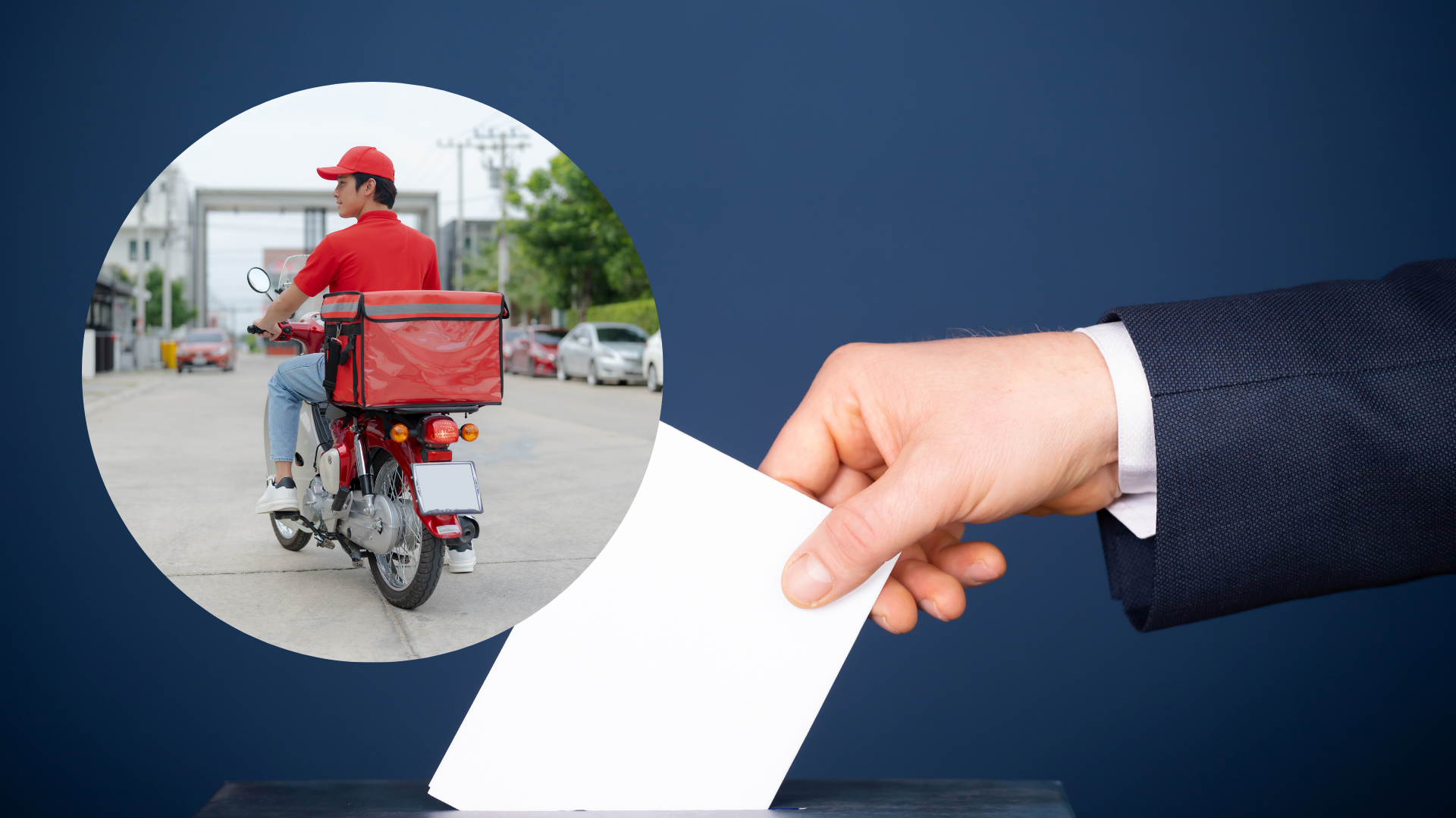 Photo of a ballot and delivery rider