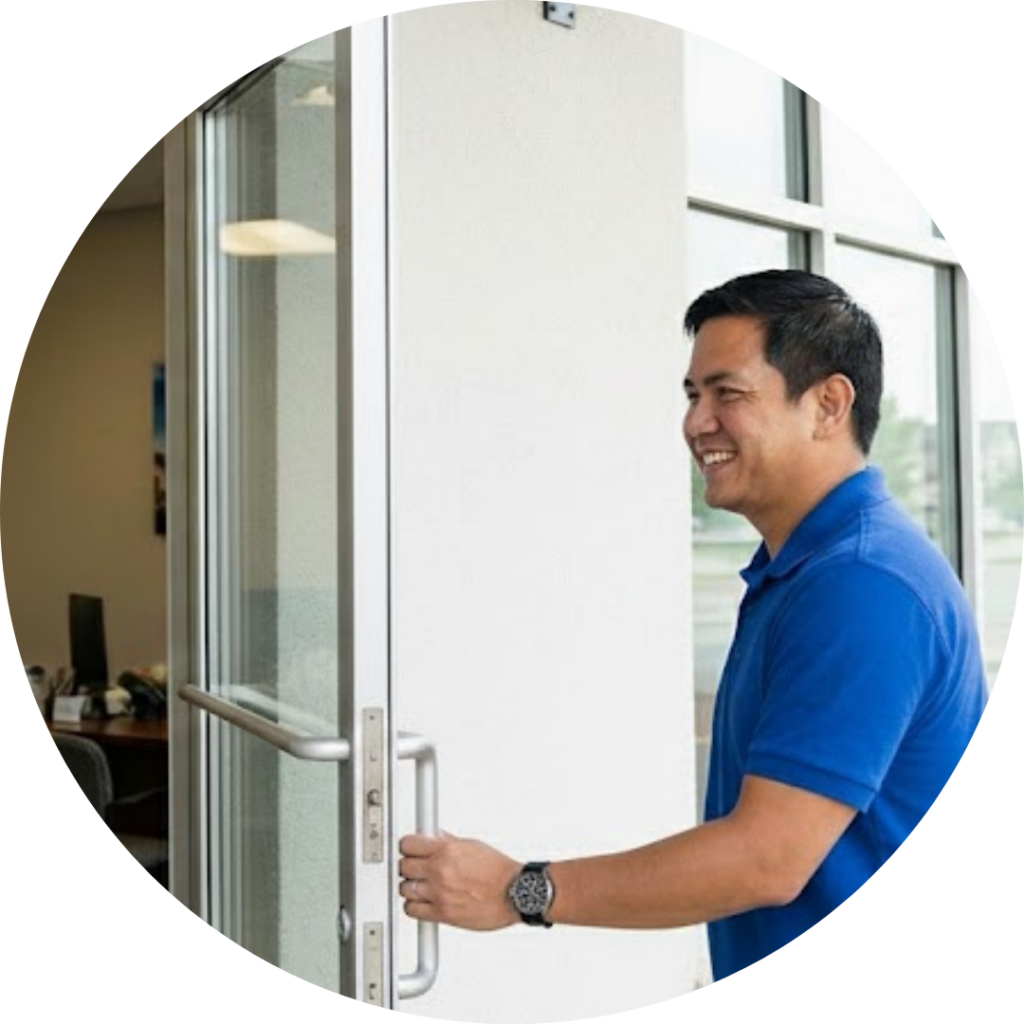 Man opening the door